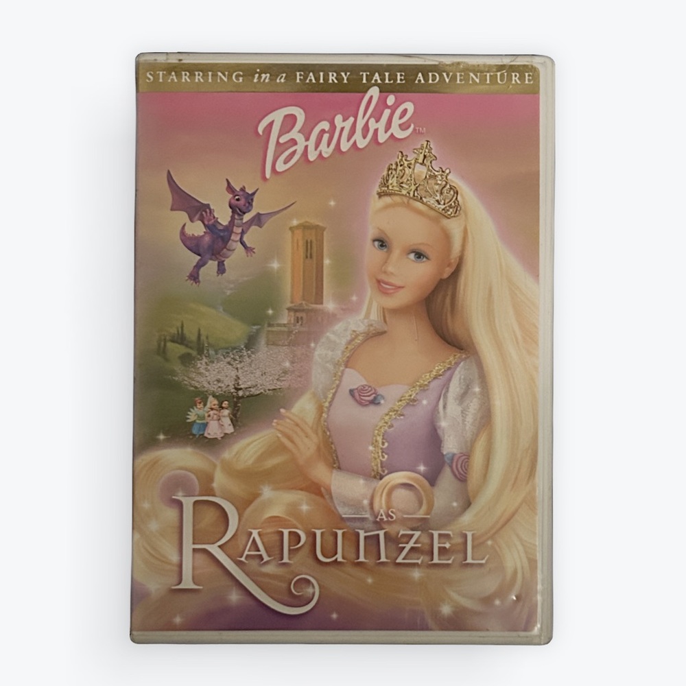 Barbie Rapunzel DVD with Pink and Purple Cover